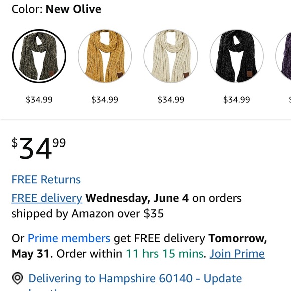 CC hat and scarf Olive NWT - Picture 12 of 13